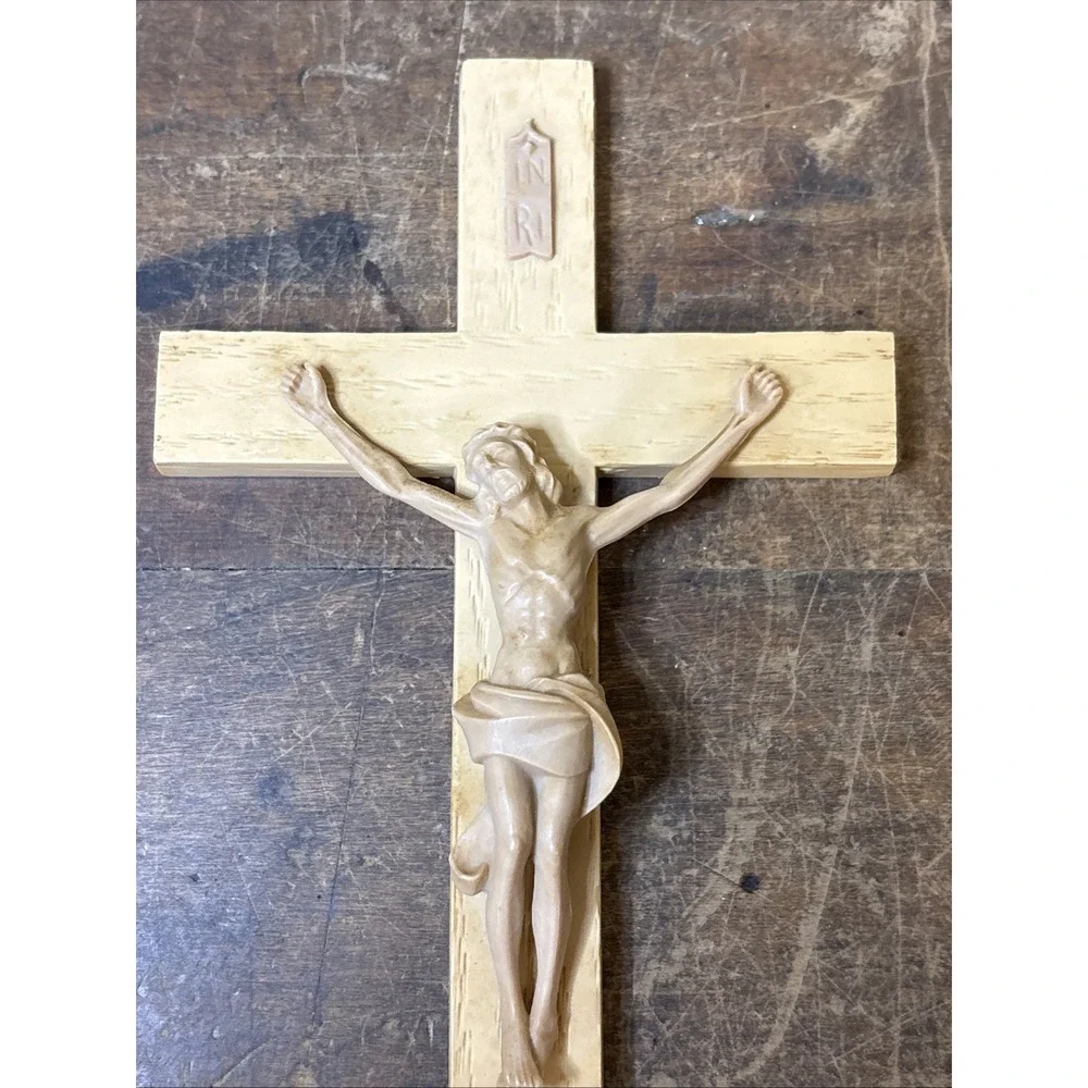 Vintage Crucifix Plaque IRNI Jesus on the Cross Wall Hanging